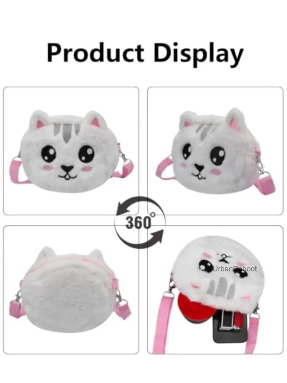 Faux Fur Cat Unicorn Crossbody Bag Fluffy Plush Girls Shoulder Purse